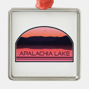 Apalachia Lake North Carolina Red Sunrise Metal Tree Decoration