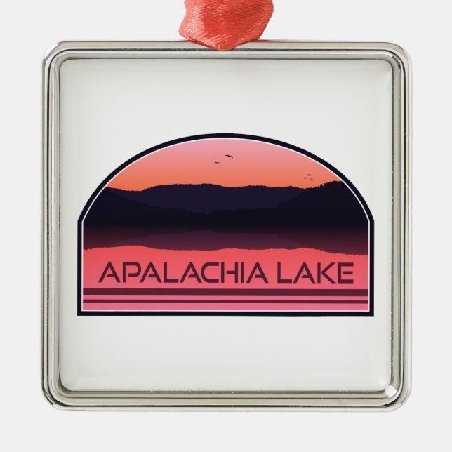 Apalachia Lake North Carolina Red Sunrise Metal Tree Decoration (Front)