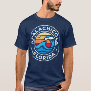 Apalachicola Florida FL Vintage Nautical Waves T-Shirt