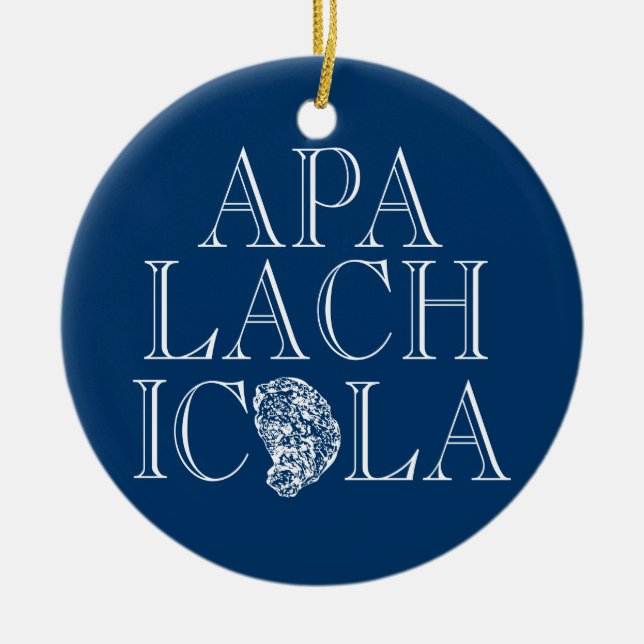 Apalachicola Florida Oyster Design Ceramic Tree Decoration (Front)
