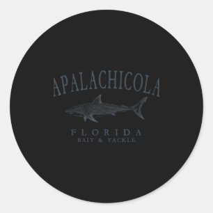 Apalachicola florida shark retro slate art fishing classic round sticker