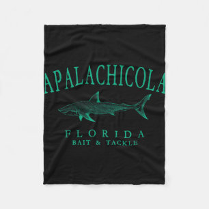 Apalachicola florida shark vintage teal art fleece blanket
