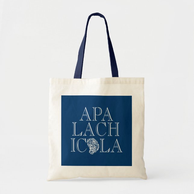 Apalachicola Florida Typographic Oyster Design Tote Bag (Front)