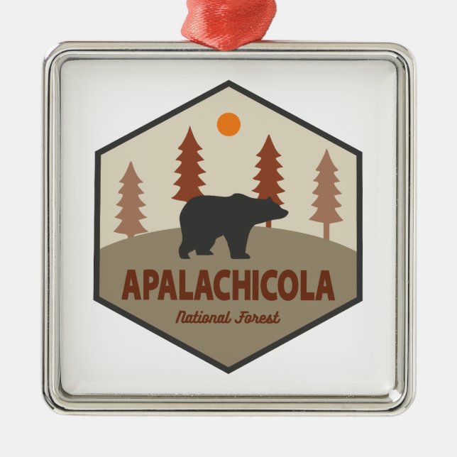 Apalachicola National Forest Florida Bear Metal Tree Decoration (Front)
