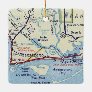 Apalachicola Vintage Map Ceramic Ornament