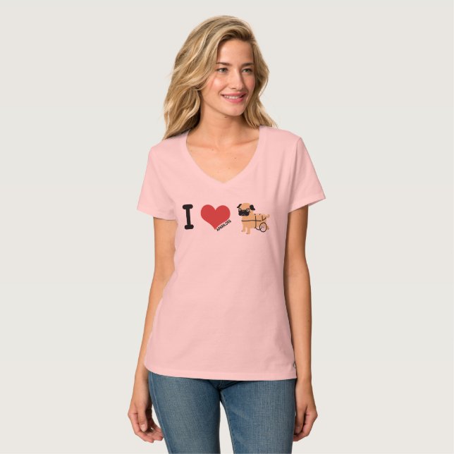 APARN Special Needs Pug Women's Nano V-Neck Tee (Front Full)