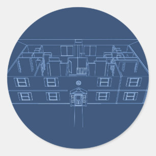 Apartment Building / House: Blue Print Classic Round Sticker