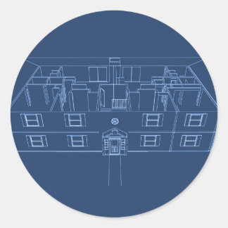 Apartment Building / House: Blue Print Classic Round Sticker