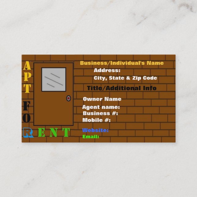 Apartment For Rent Business Card (Front)