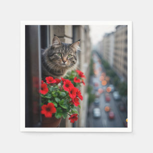 Apartment Tabby Cat In Window Napkin