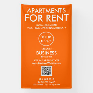 Apartments For Rent Modern Orange Logo QR Code Banner