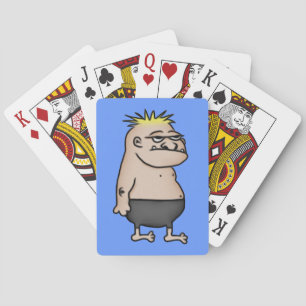 Apathetic Cartoon Guy Playing Cards