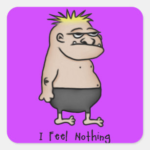 Apathetic Cartoon Guy Square Sticker