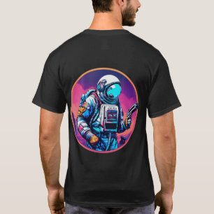Ape Astronaut with Gun in Hand Holographic T-Shirt