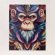 Ape face with jewelled mane