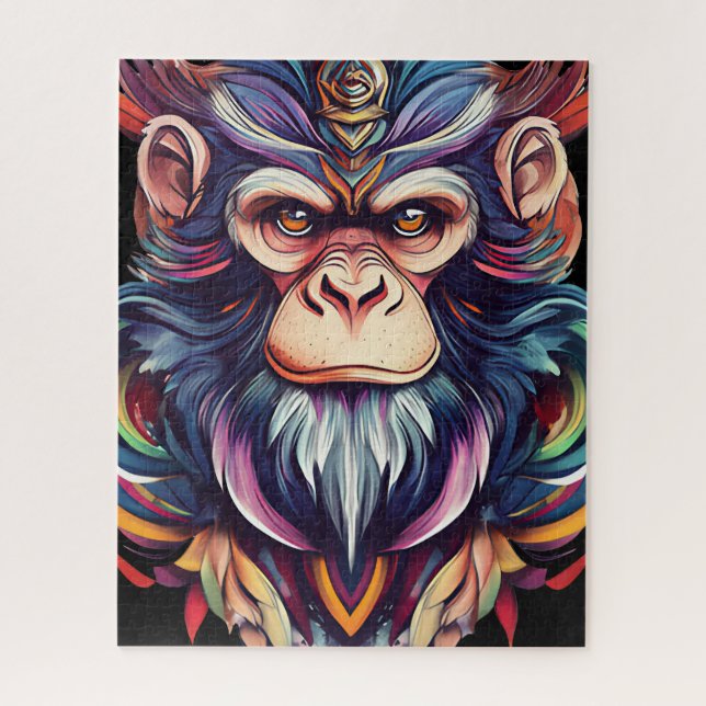 Ape face with jewelled mane jigsaw puzzle (Vertical)