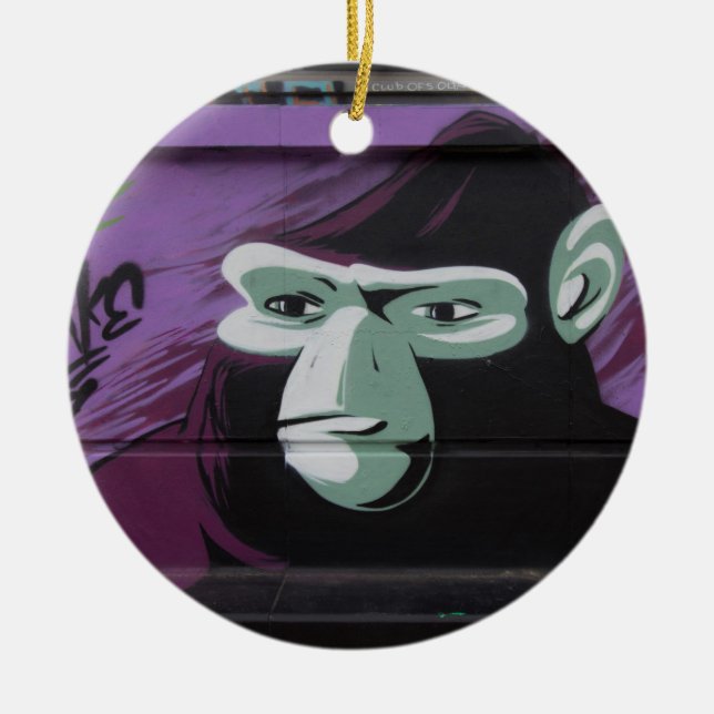 Ape Graffiti Ceramic Tree Decoration (Front)