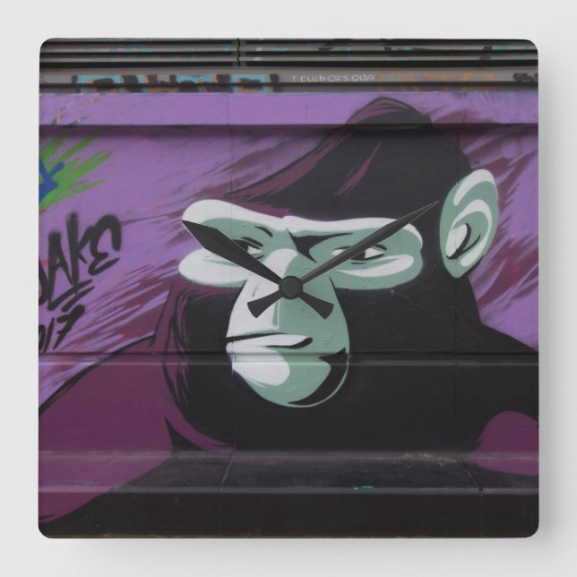 Ape Graffiti Square Wall Clock (Front)