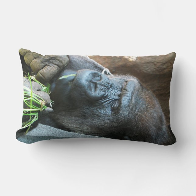 Ape hood ~ Japanese Gorilla Eating Lumbar Cushion (Front)