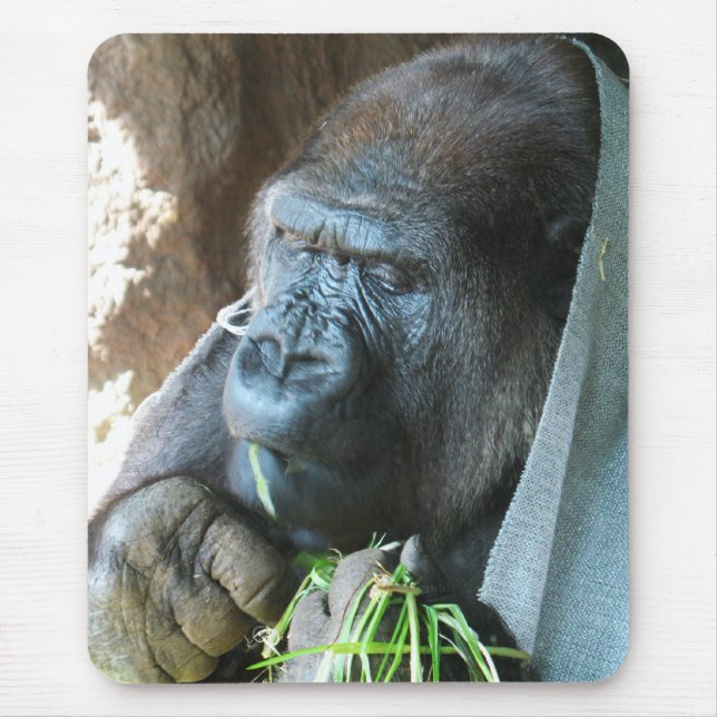 Ape hood ~ Japanese Gorilla Eating Mouse Mat (Front)