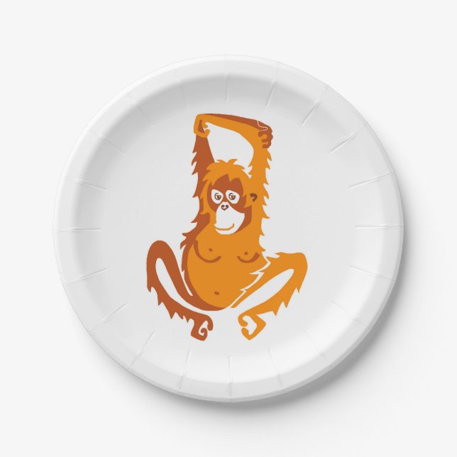 Ape -  ORANGUTAN -Endangered animal- Party Paper Plate (Front)