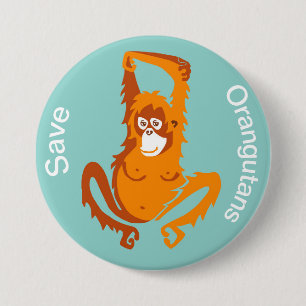 Ape -Save Orangutans - Endangered animal -Nature - 7.5 Cm Round Badge