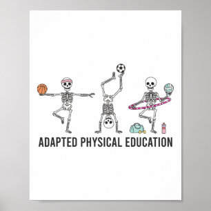 Ape Teacher Squad Funny Skeleton Adapted Physical Poster
