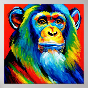Ape Wisdom, Sad Ape   Colorful Rainbow Poster