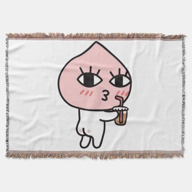 Apeach with Iced Coffee Throw Blanket (Front)