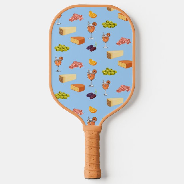 Aperol and Cheese Pattern Pickleball Paddle (Front)