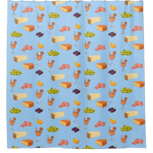 Aperol and Cheese Pattern Shower Curtain