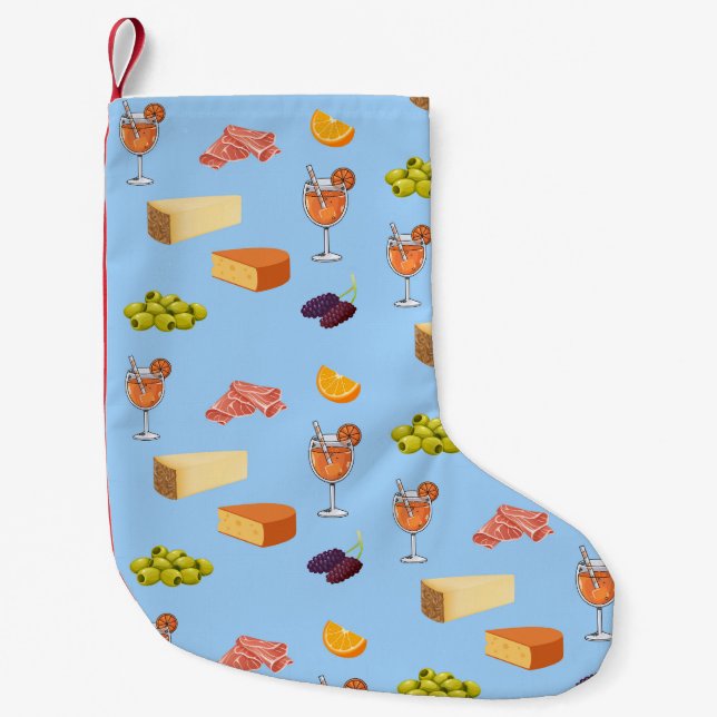 Aperol and Cheese Pattern Small Christmas Stocking (Front)