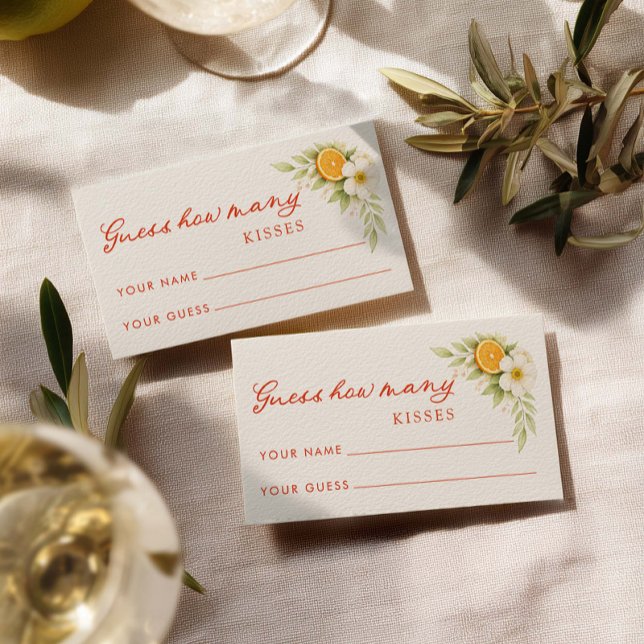 Aperol Bridal Shower How Many Kisses Bridal Game Enclosure Card (Creator Uploaded)