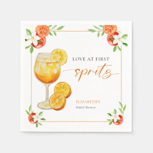 Aperol Love at First Spritz Orange Bridal Shower Napkin