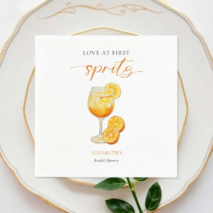 Aperol Love at First Spritz Orange Bridal Shower Napkin