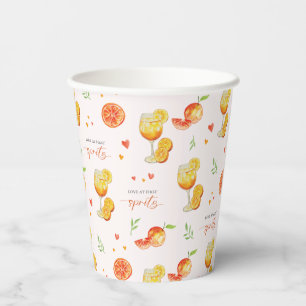 Aperol Love at First Spritz Orange Bridal Shower Paper Cups