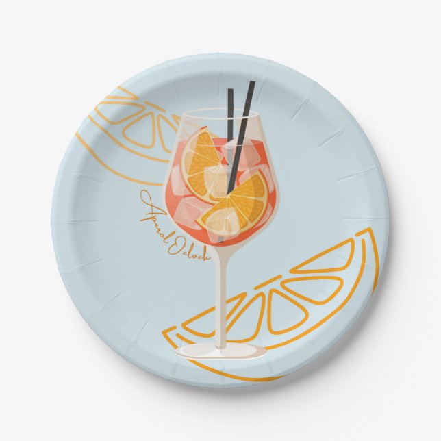Aperol O'Clock Paper Plate (Front)