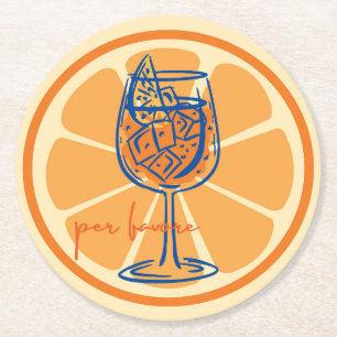 Aperol Per Favore Round Paper Coaster