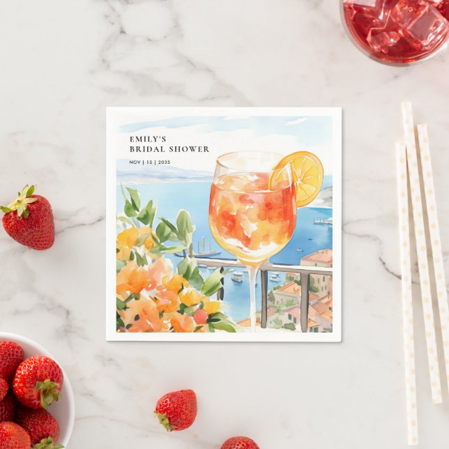 Aperol Spritz Amalfi Bridal Shower Napkin (Insitu)