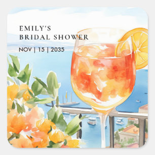 Aperol Spritz Amalfi Bridal Shower Square Sticker