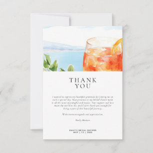Aperol Spritz Amalfi Italy Bridal Shower Thank You Card
