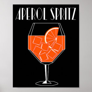 Aperol Spritz Art Deco Orange and Black Cocktail Poster