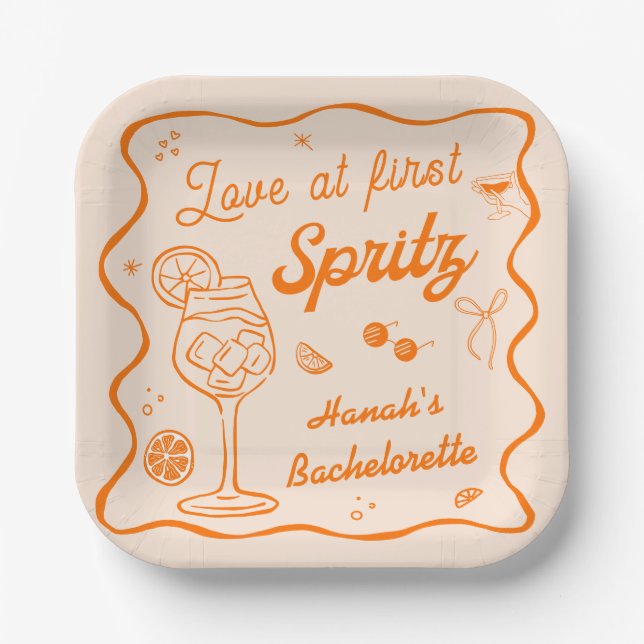Aperol spritz Bachelorette  Paper Plate (Front)