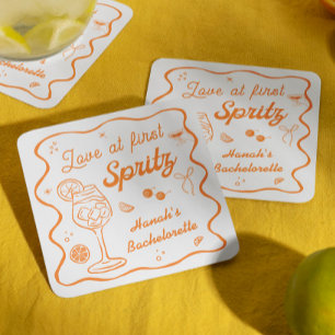 Aperol spritz Bachelorette Square Paper Coaster