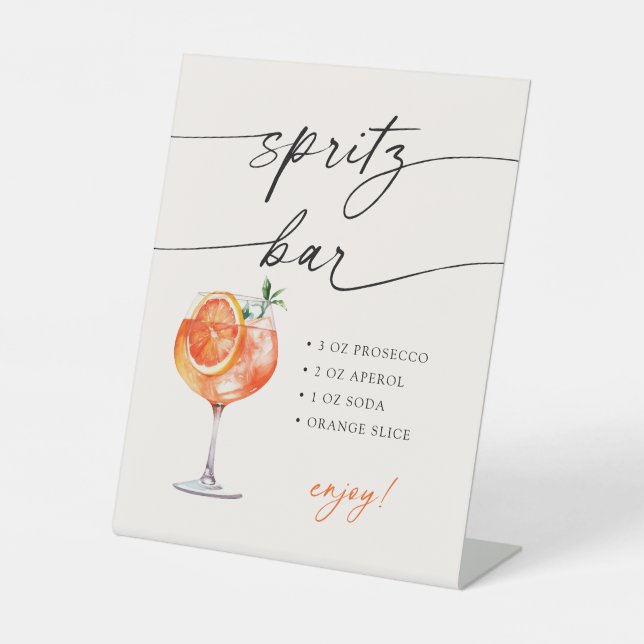 Aperol Spritz Bar Modern Calligraphy Table Sign  (Front)