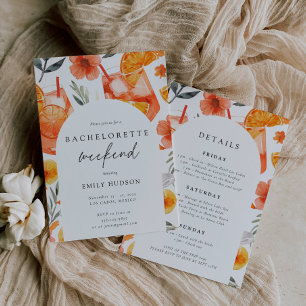 Aperol Spritz Beach Bachelorette Weekend Itinerary Invitation