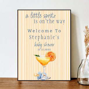 Aperol Spritz Blue Orange Citrus Boy Baby Shower Poster