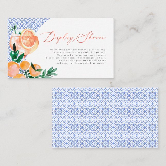 Aperol Spritz Blue Tile Positano Display Shower Enclosure Card (Front/Back)