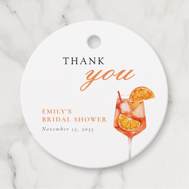 Aperol Spritz Bridal Shower Favour Tags (Front)