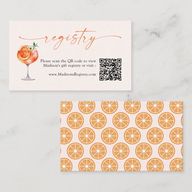 Aperol Spritz Bridal Shower Gift Registry Enclosure Card (Front/Back)